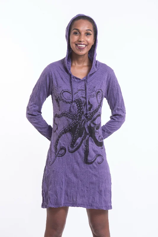 Sure Design Women's Octopus Hoodie Dress Purple