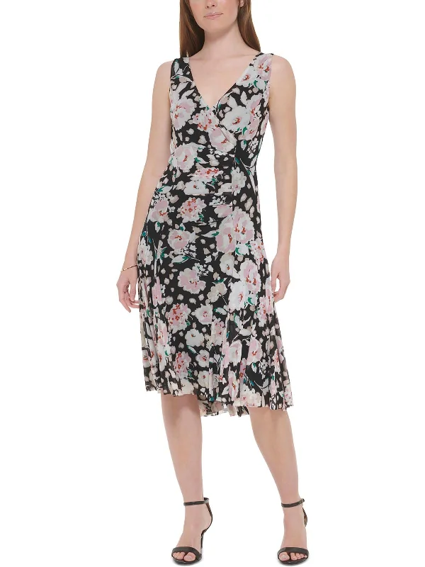 Womens Floral Print Polyester Sheath Dress