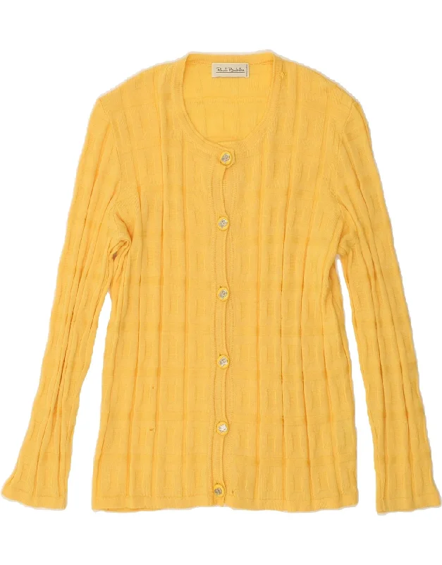 RENATO BALESTRA Womens Cardigan Sweater IT 44 Medium Yellow Virgin Wool