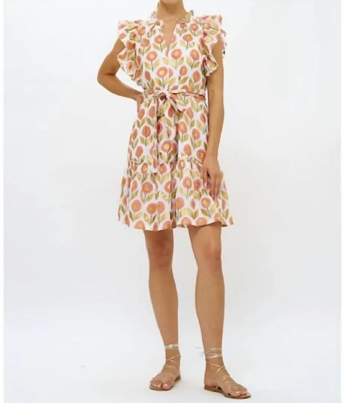 Flirty Ruffle Hem Dress In Touraine