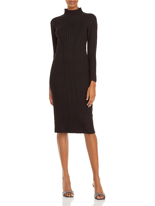 Womens Mock Neck Long Sweaterdress