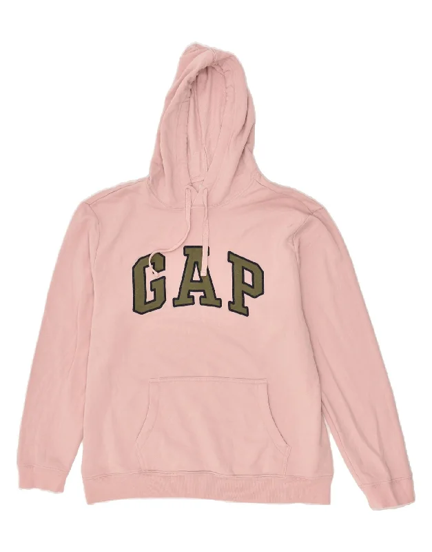 GAP Womens Graphic Hoodie Jumper UK 16 Large Pink Cotton