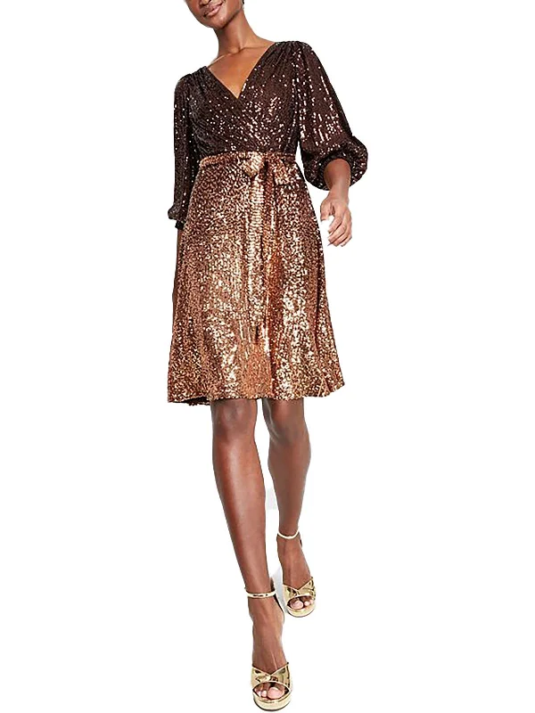 Womens Surplice Above Knee Cocktail And Party Dress