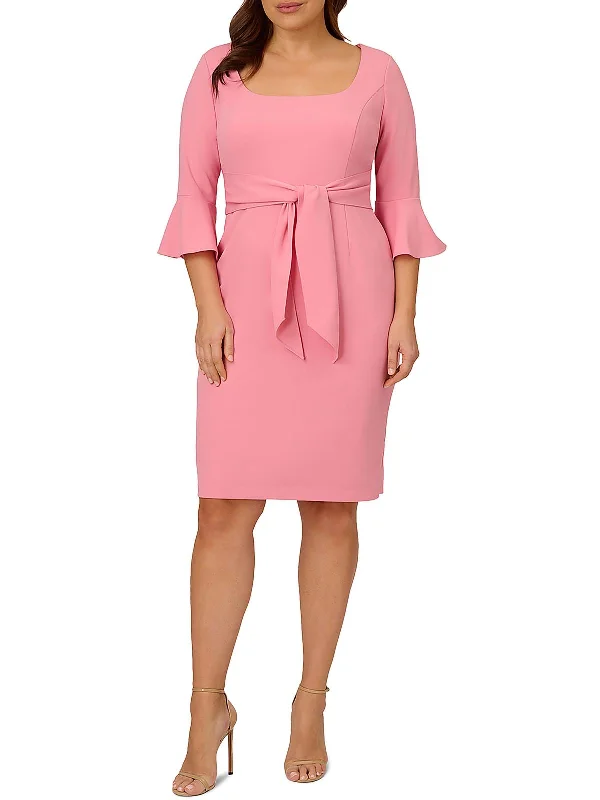 Womens Crepe Bell Sleeve Cocktail And Party Dress