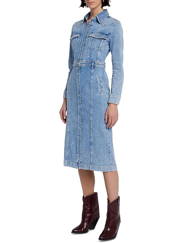 Womens Denim Long Sleeve Shirtdress