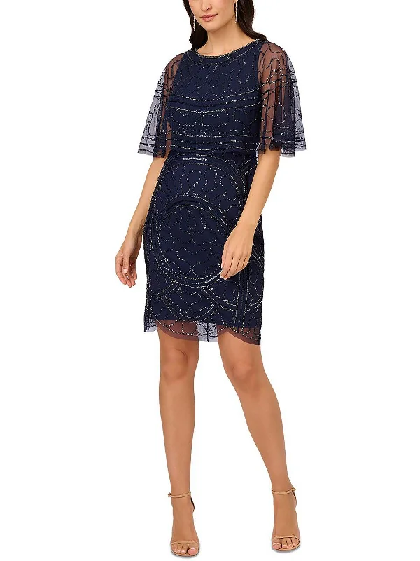 Womens Mesh Sequin Cocktail And Party Dress