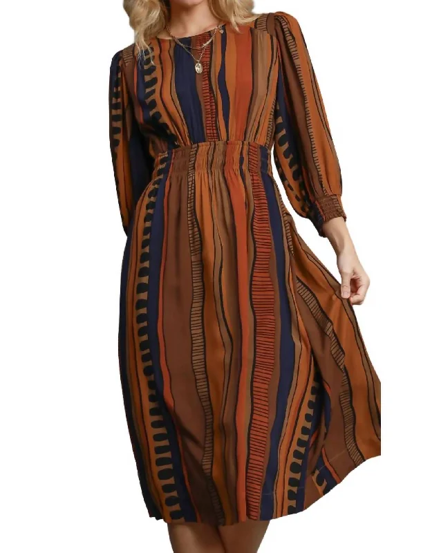 Tempe Dress In Brown Mix