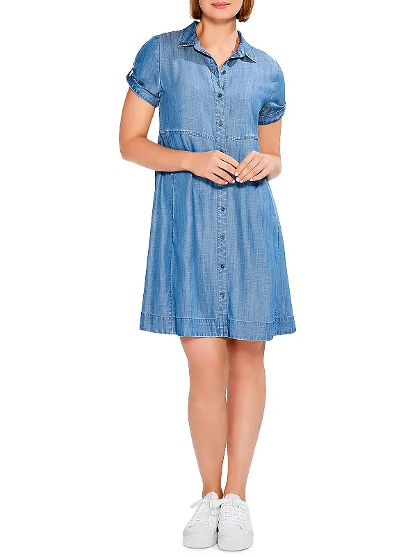 Womens Denim Drapey Shirtdress