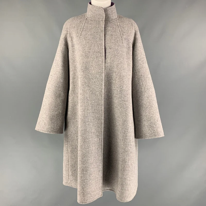 CAROLINA HERRERA Size XS Grey Purple Wool Heather Raglan Coat