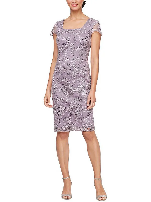 Womens Sequined Knee Length Sheath Dress