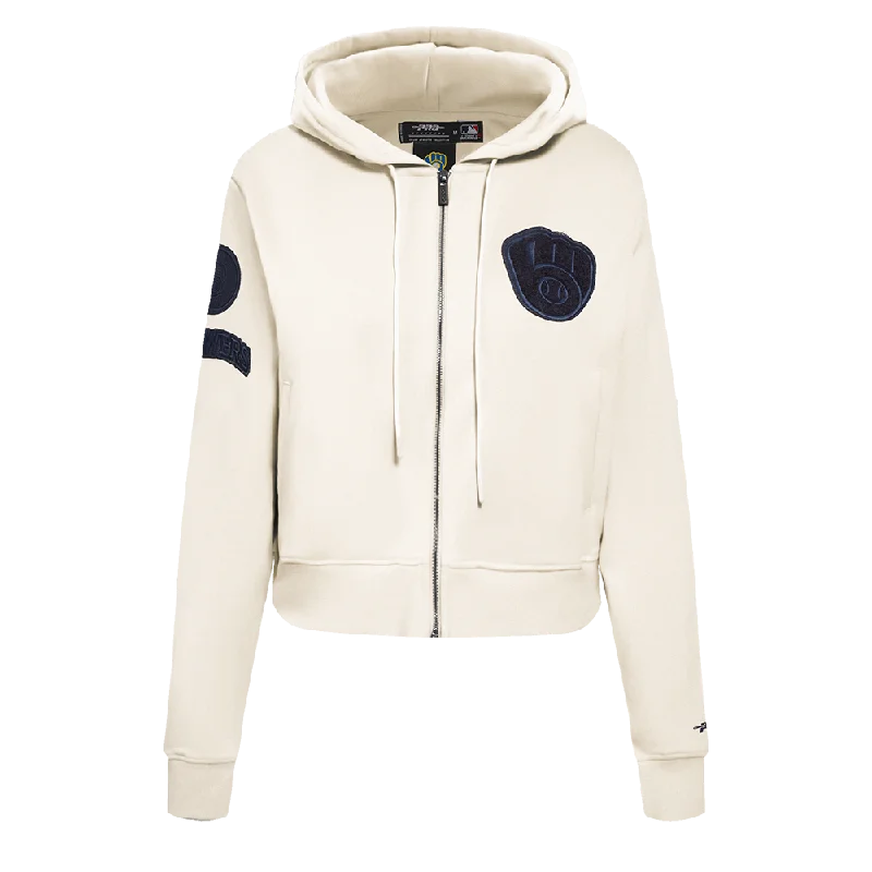 SUDADERA CON CIERRE MLB MILWAUKEE BREWERS TRIPLE TONAL PARA MUJER