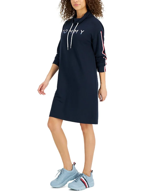 Womens Above Knee Drawstring Sweatshirt Dress