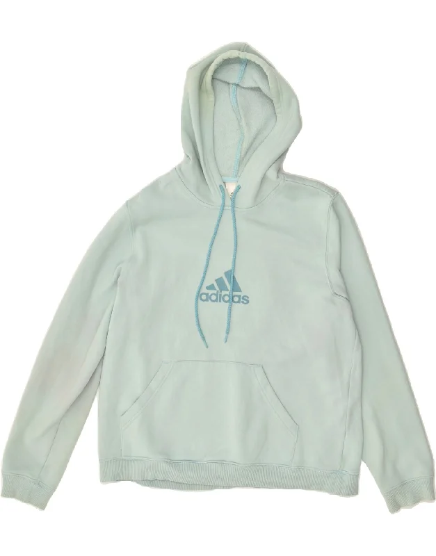 ADIDAS Womens Graphic Hoodie Jumper XL Turquoise Cotton