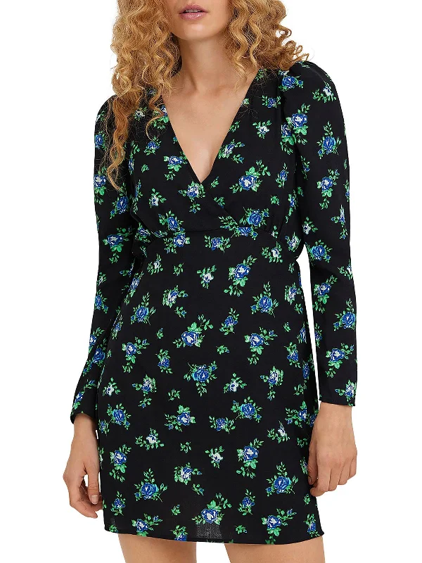 Ginny Womens Chiffon Floral Mini Dress