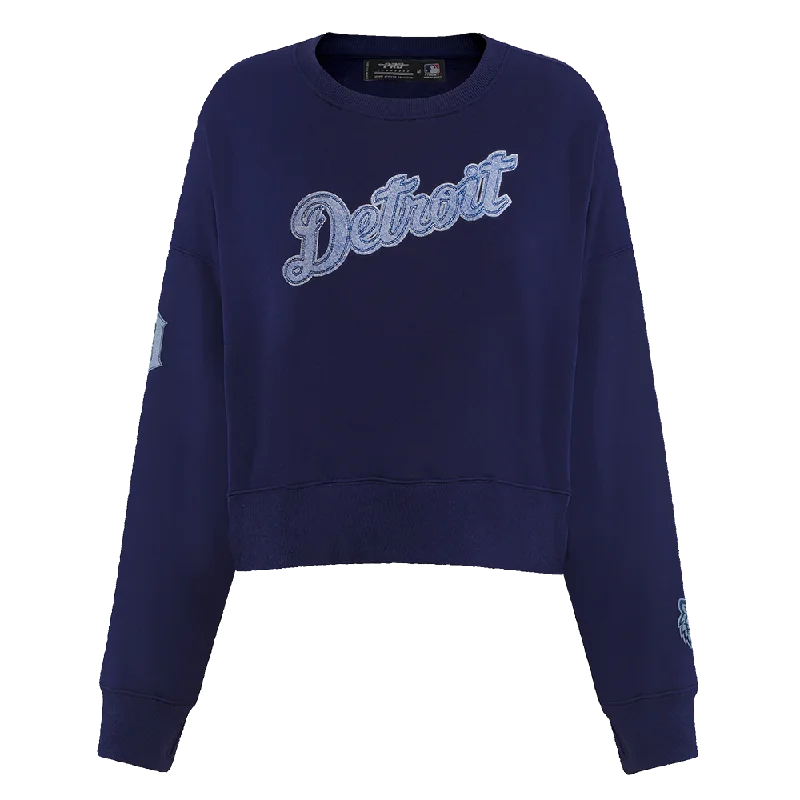 SUDADERA DE CUELLO REDONDO MLB DETROIT TIGERS VARSITY BLUES PARA MUJER