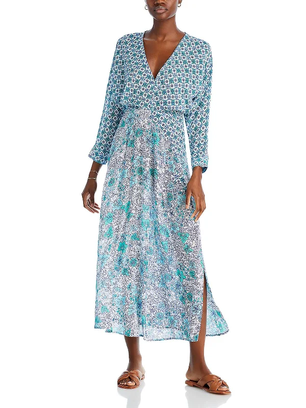 Ilona Womens Floral Dolman Sleeve Maxi Dress