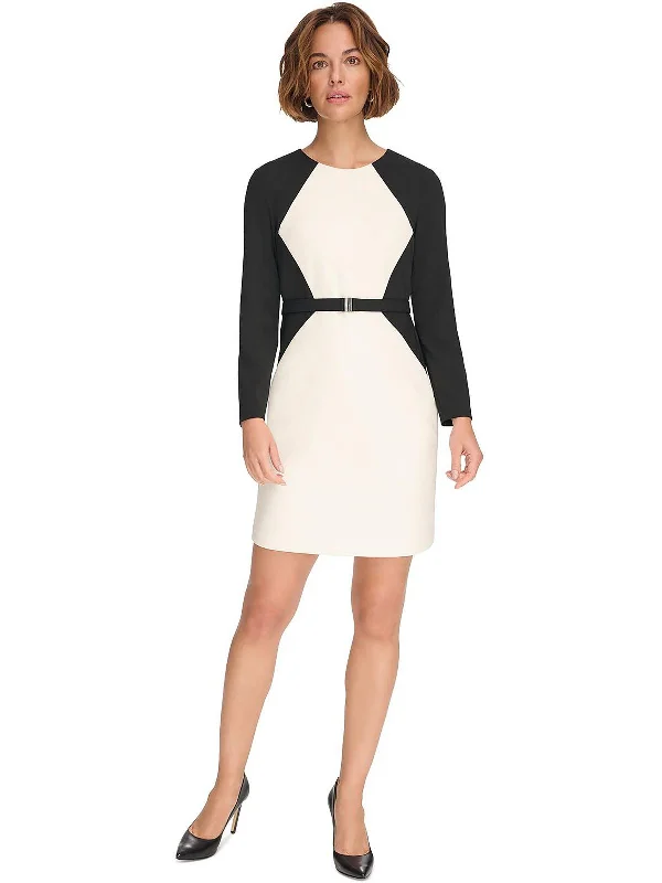 Womens Colorblock Above Knee Shift Dress