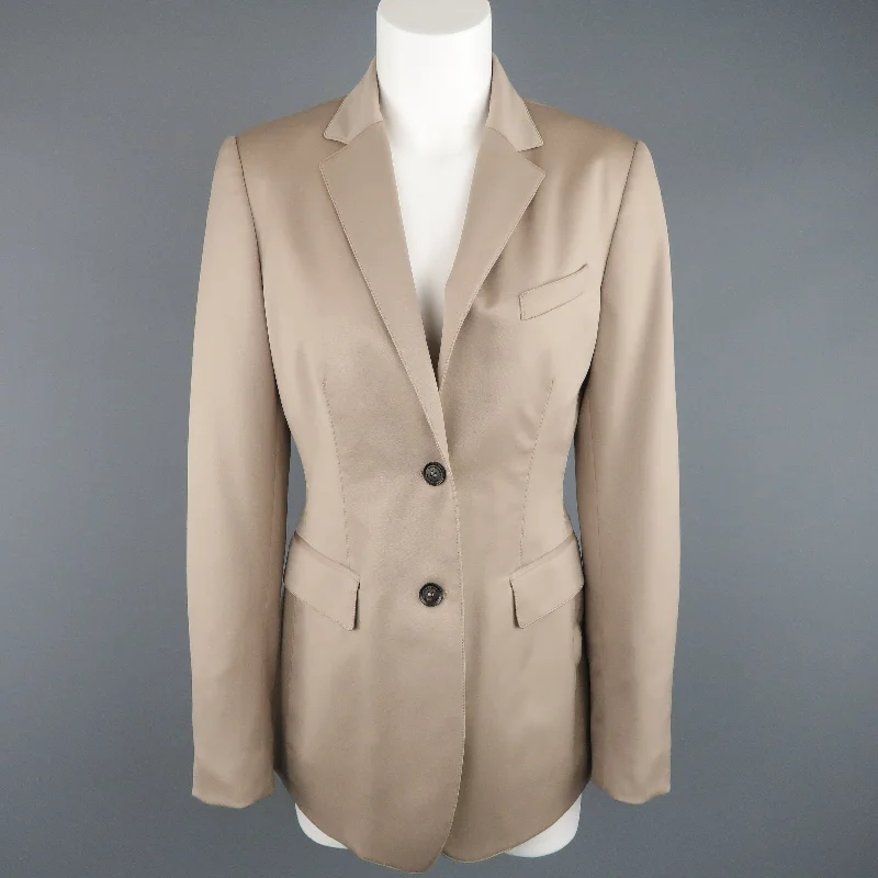 BURBERRY PRORSUM Size 6 Beige Virgin Stretch Wool Notch Lapel Blazer