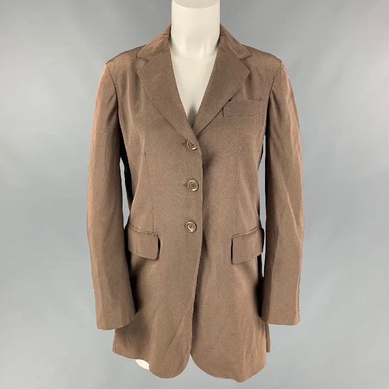 MOSCHINO Size 6 Taupe Acetate Blend Solid Jacket