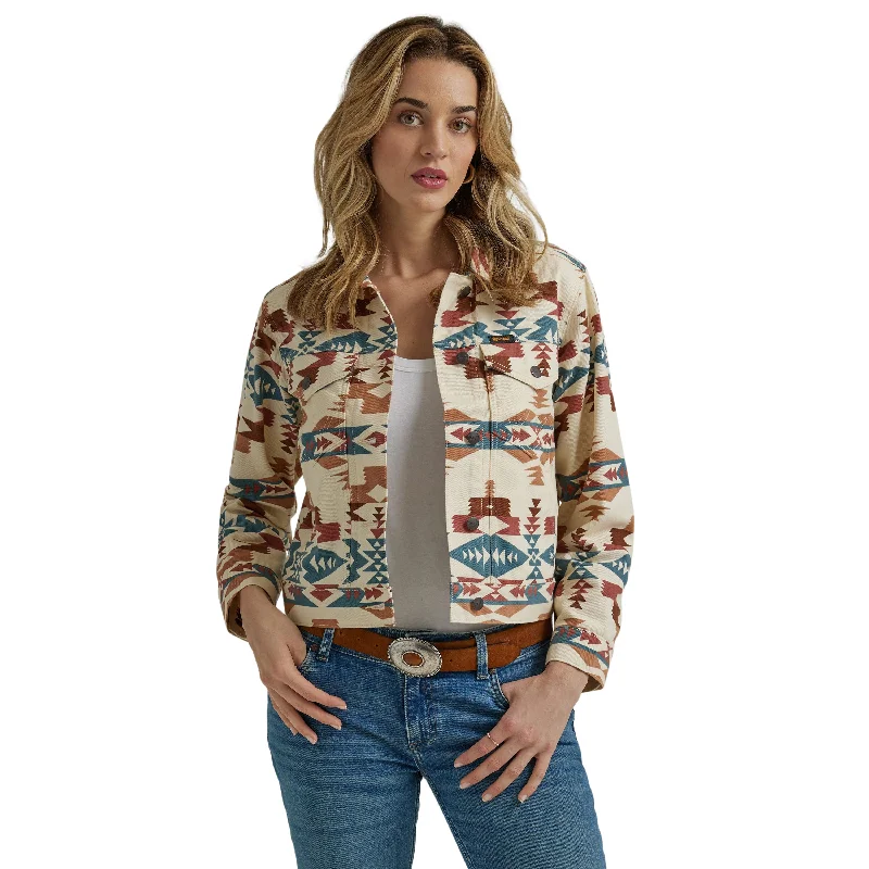 Wrangler Women's Western Arinted Boyfriend Jacket Aztec