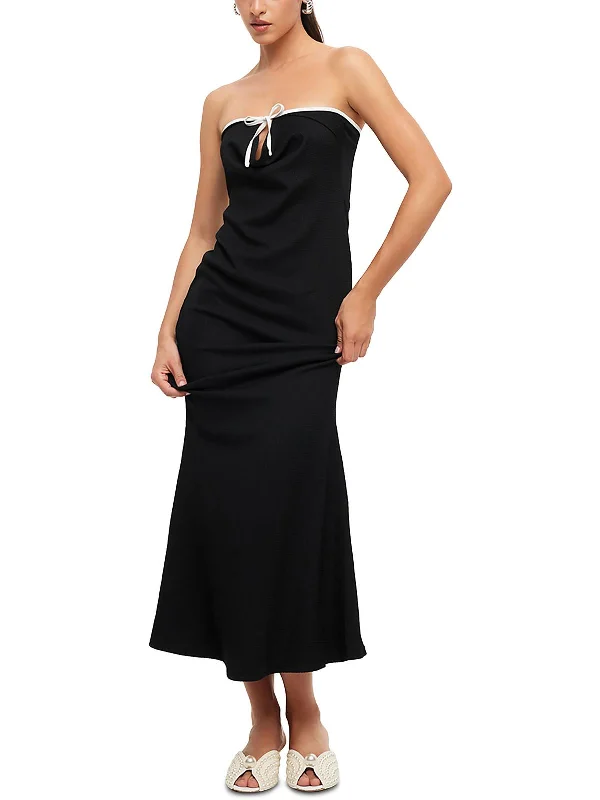 Illuminating Womens Strapless Cut-Out Maxi Dress