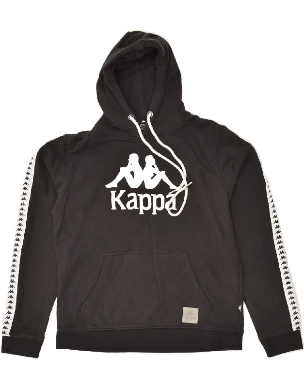 KAPPA Womens Graphic Hoodie Jumper UK 18 XL Black Cotton