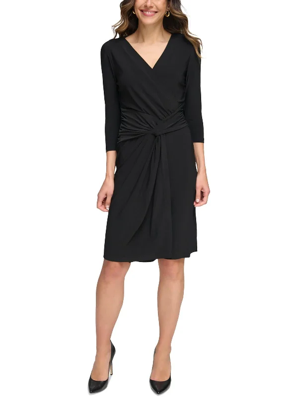 Womens Knot-Front Polyester Wear To Work Dress