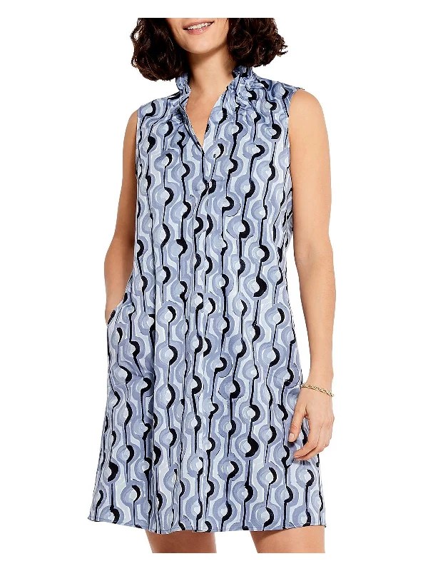 Womens Printed Cotton Sheath Dress