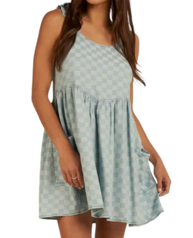 Womens Summer Dress In Blue Check