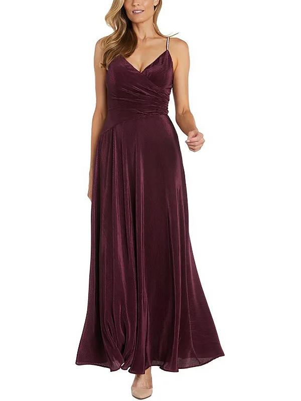 Womens Embellished Shutter Pleat Evening Dress