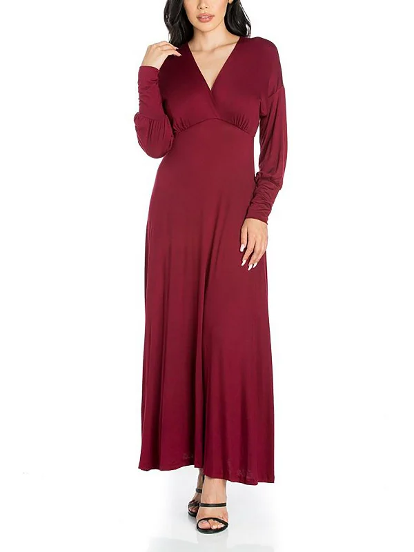 Plus Womens Knit Surplice Maxi Dress