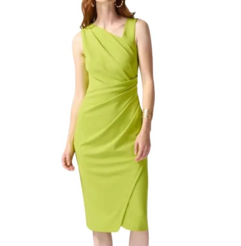 Scuba Crepe Sheath Dress In Key Lime