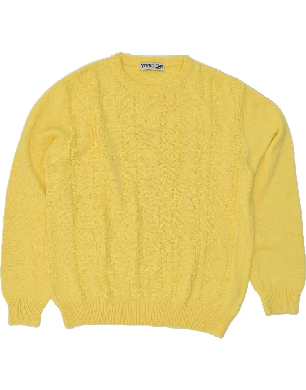 VINTAGE Womens Crew Neck Jumper Sweater IT 52 Large Yellow Cotton