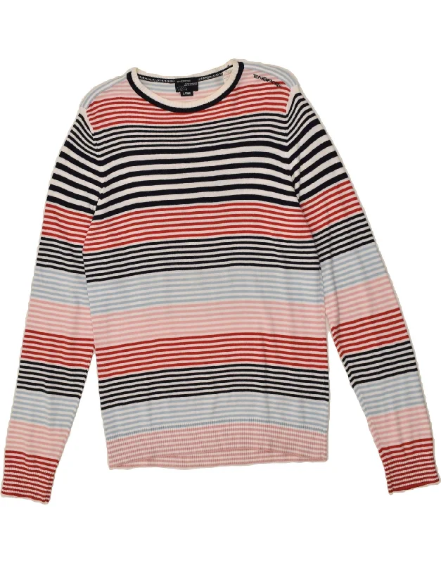 ENERGIE Womens Crew Neck Jumper Sweater UK 14 Large Multicoloured Striped