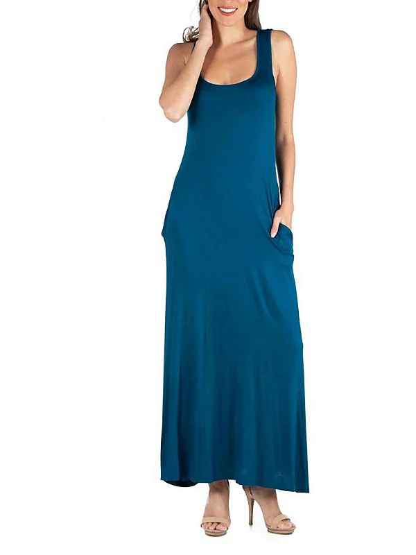 Plus Womens Knit Sleeveless Maxi Dress