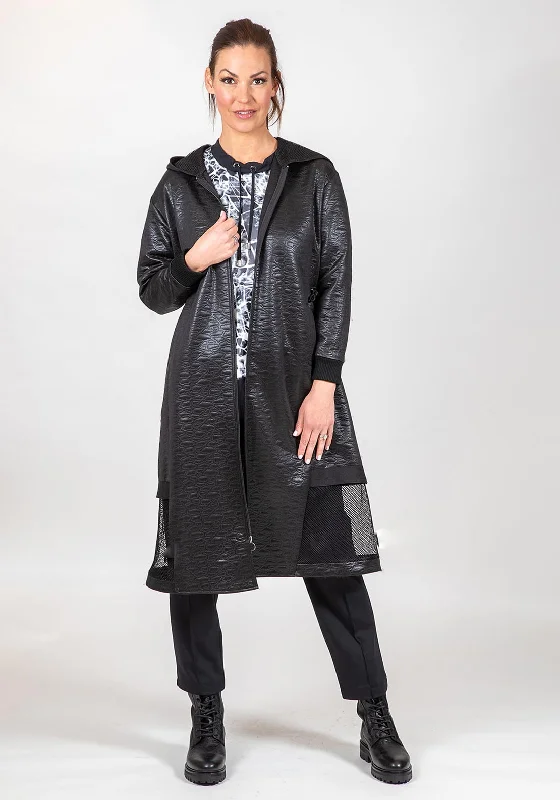 I.nco Shimmer Embossed Oversize Coat, Black