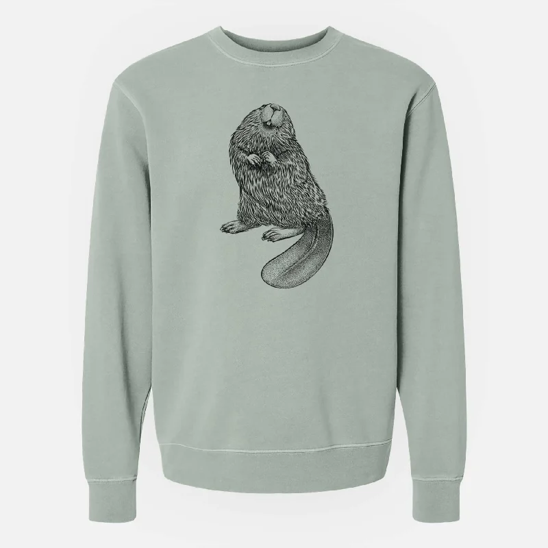 North American Beaver - Castor canadensis - Unisex Pigment Dyed Crew Sweatshirt