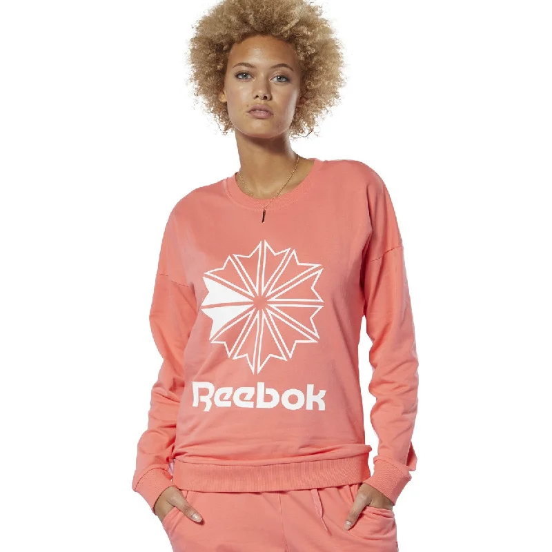 Reebok Women Classics French Terry Big Logo Crew Sweatshirt Bright Rose