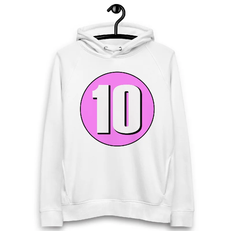 Unisex pullover hoodie: White on Pink 10