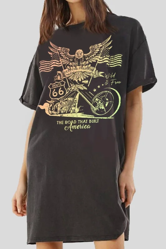 Road That Built America Tee Dress In Black