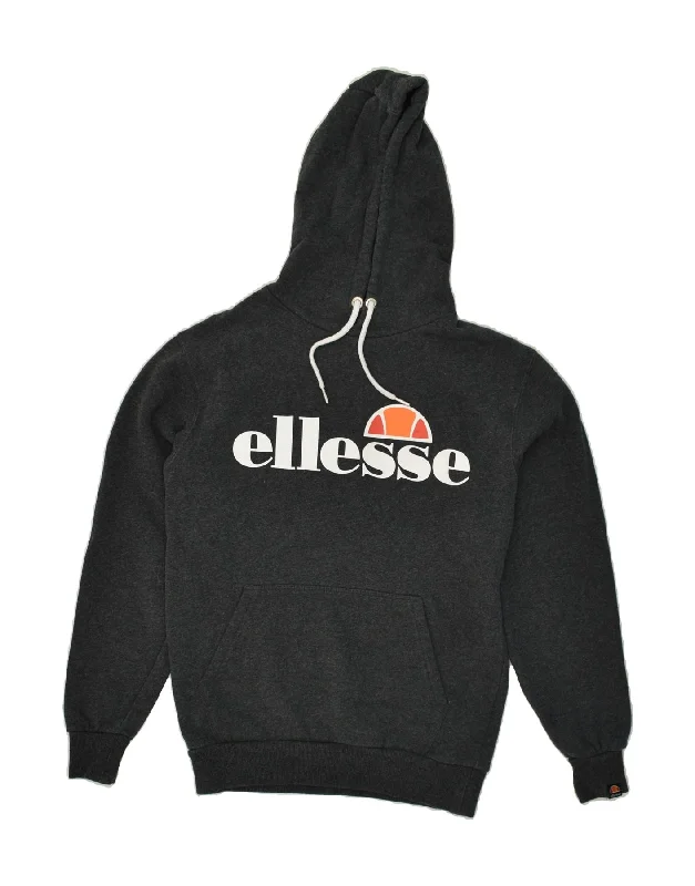 ELLESSE Womens Graphic Hoodie Jumper UK 10 Small Grey Cotton